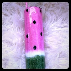 Watermelon glitter tumbler